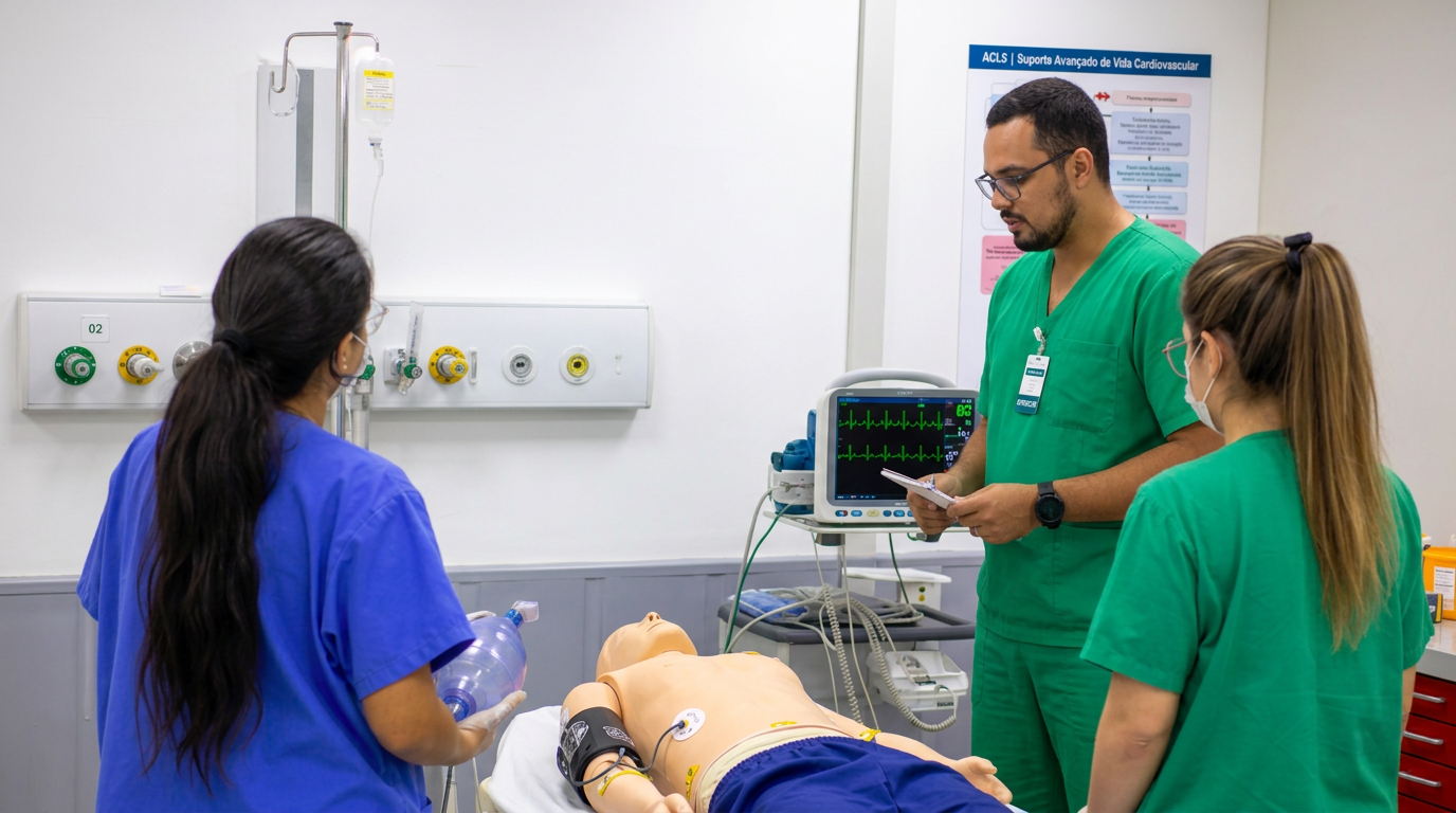Simulação realística do curso ACLS para médicos e enfermeiros